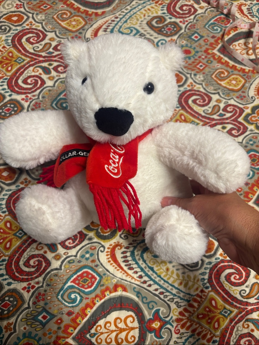 Coca Cola White Polar Bear Plush with Red Coca-Cola Scarf dollar general 2018